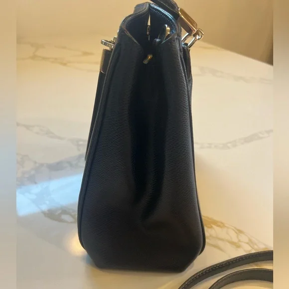 Coach Blue and Gold Leather Satchel Crossbody, with Structured Design EUC - Picture 5 of 14